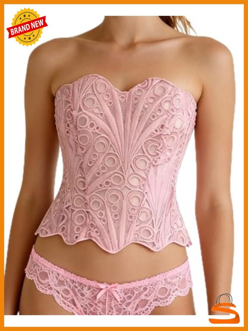 Lace Sheer Floral Bustier Corset Top Sweetheart Neckline Mesh